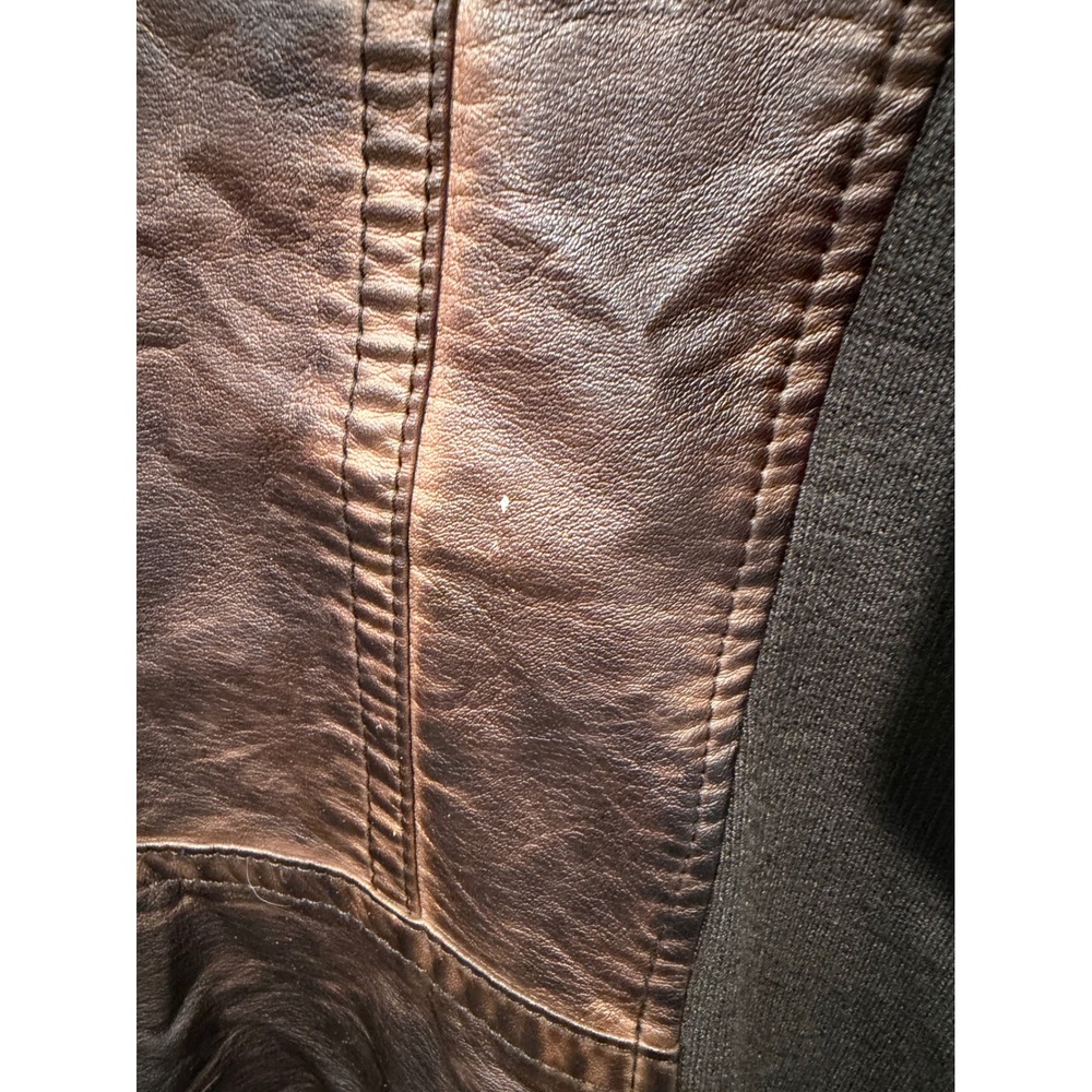 Maurices Womens Moto Jacket Faux Leather Distressed Brown Large - Picture 7 of 11